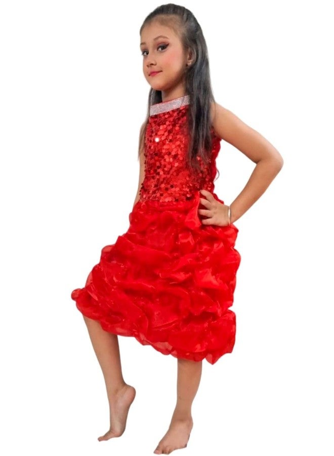 BookMyCostume Red Balloon Frock Western Dance Costume Dress for Girls - Premium 3-4 Years - Image 4